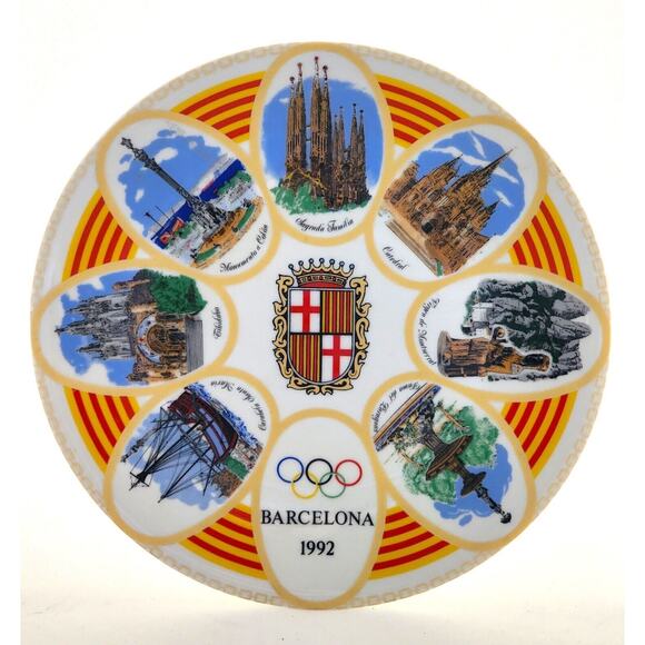 Display Plate-Barcelona Olympics 1992-Spain-Commerative-Spain Landmarks-9.5 in - Picture 4 of 7